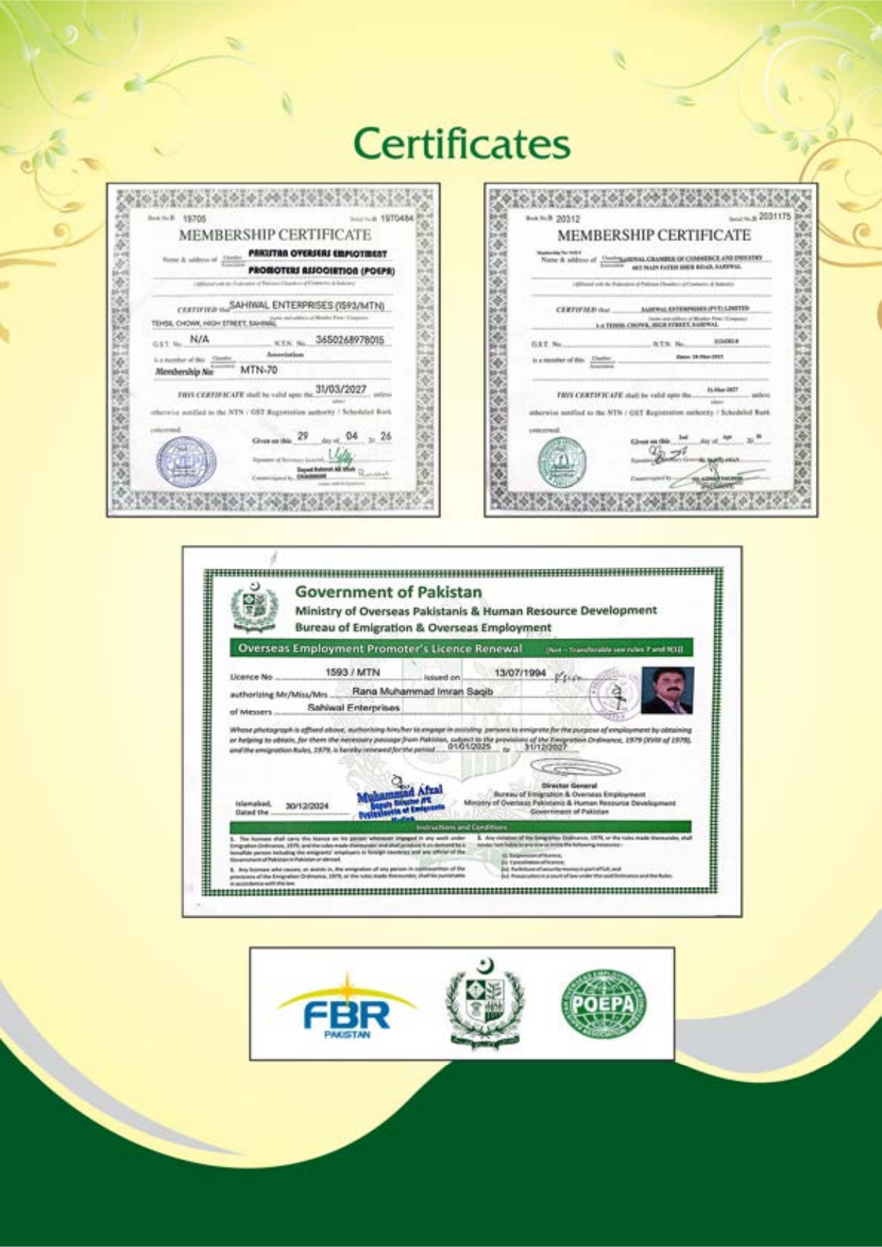 Licences and memberships